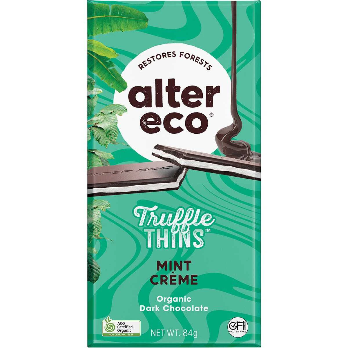 Organic Dark Chocolate Truffle Thins - Mint Creme (12x84g)