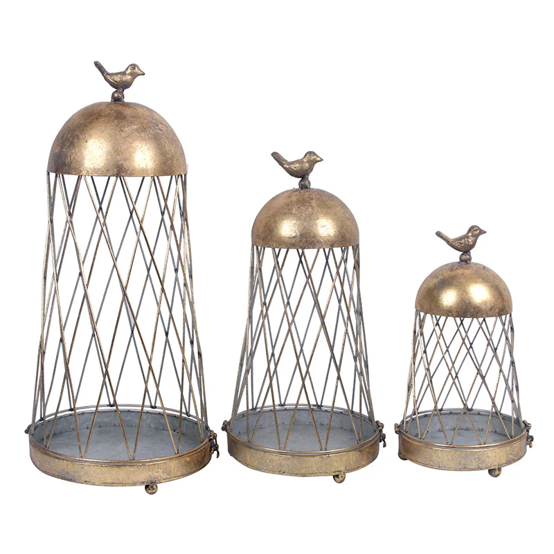 Metal Birdcage Antique Gold Large 50cm