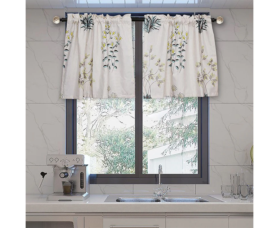 2x Herbs Printed Valances for Windows Rod Pocket Window Valance for Kitchen Living Room