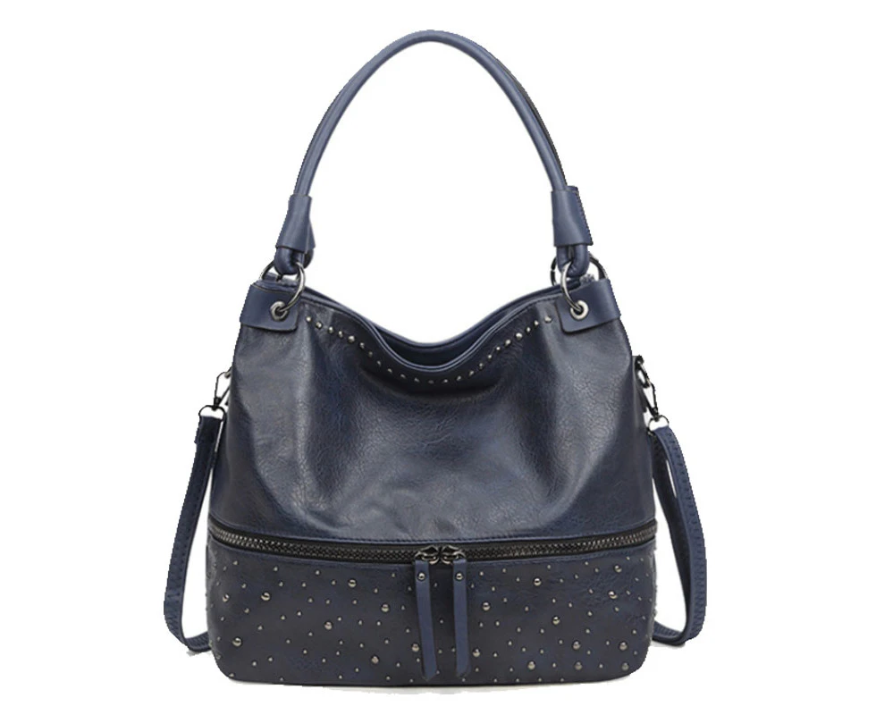 Studded Ladies Large Capacity Bucket Tote bag - Dark Blue