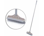 Khaki 2 in 1 Scrub Floor Brush Long Handle 120 Degree Rotating Head Bathroom Wiper Toilet Scrubber Garage Cleaning Tool