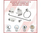 Bathroom Accessories Set 6 Piece Pack Chrome Wall Mounted Easy Fittings