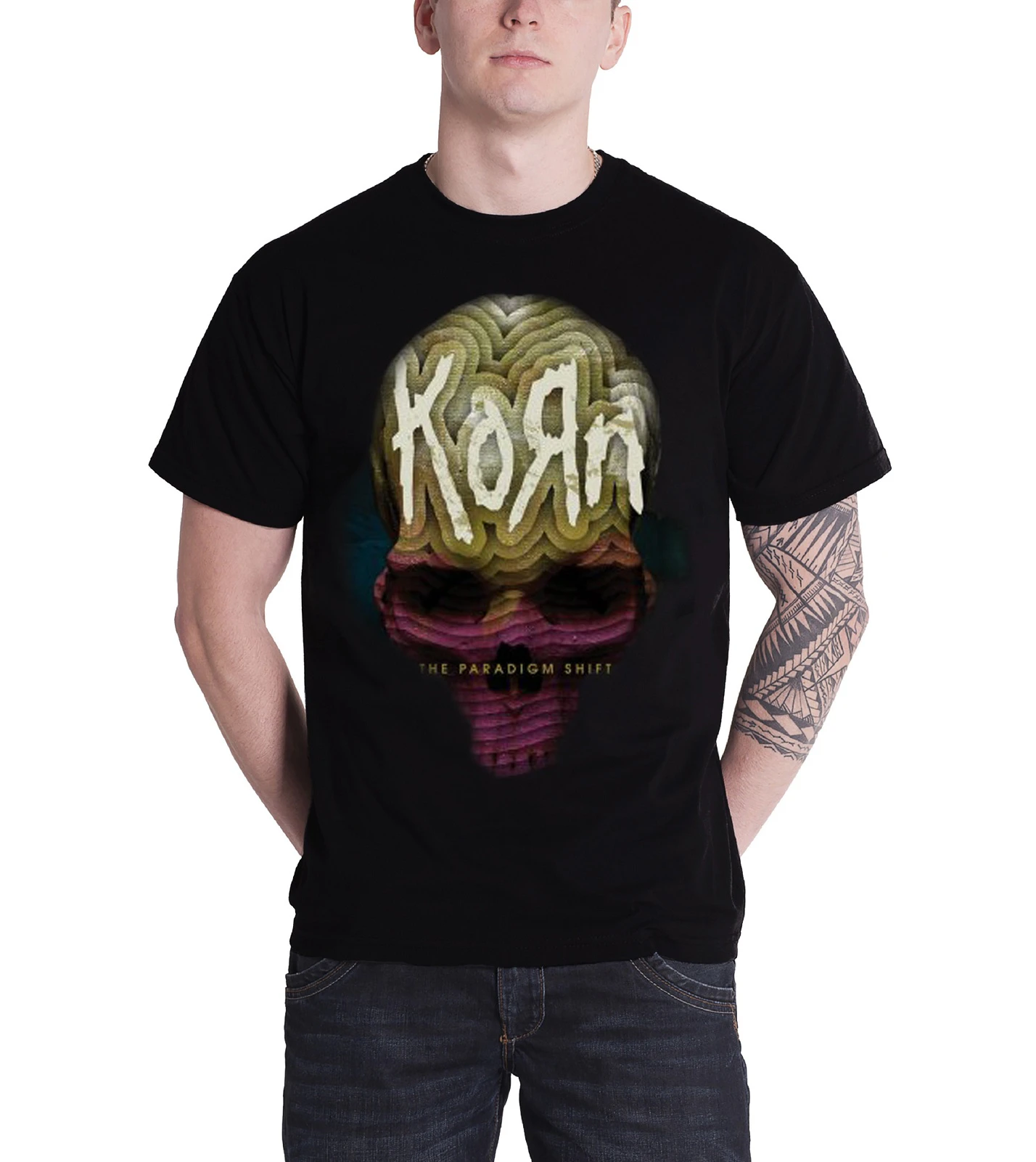 Korn Mens T Shirt  The Paradigm Shift Album Cover Logo Official - Black