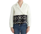 Andrea Pompilio White Black Cropped Leather Jacket