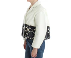 Andrea Pompilio White Black Cropped Leather Jacket