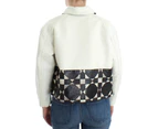 Andrea Pompilio White Black Cropped Leather Jacket