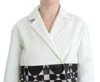 Andrea Pompilio White Black Cropped Leather Jacket