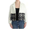 Andrea Pompilio White Black Cropped Leather Jacket