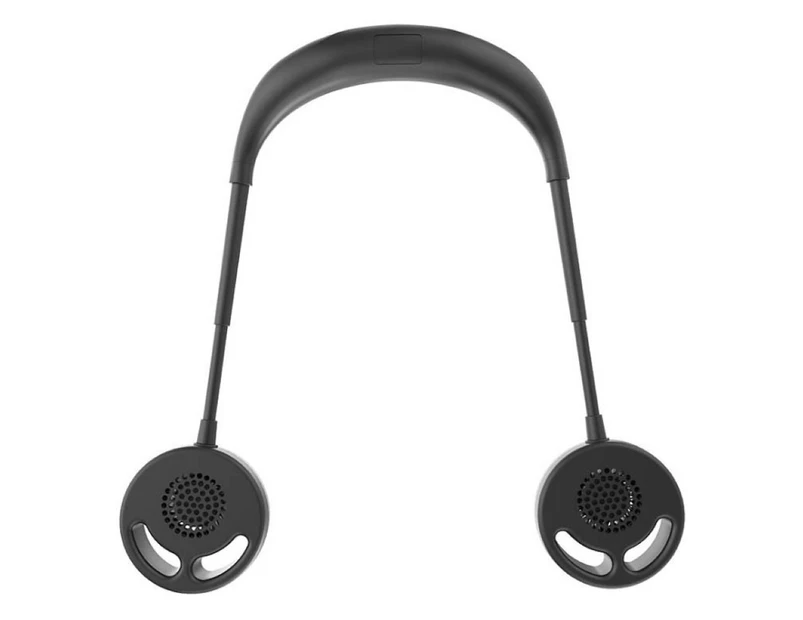 Mini Portable Folding USB Rechargeable Neckband Neck Hang Sports Cooling Fan-Black - Black