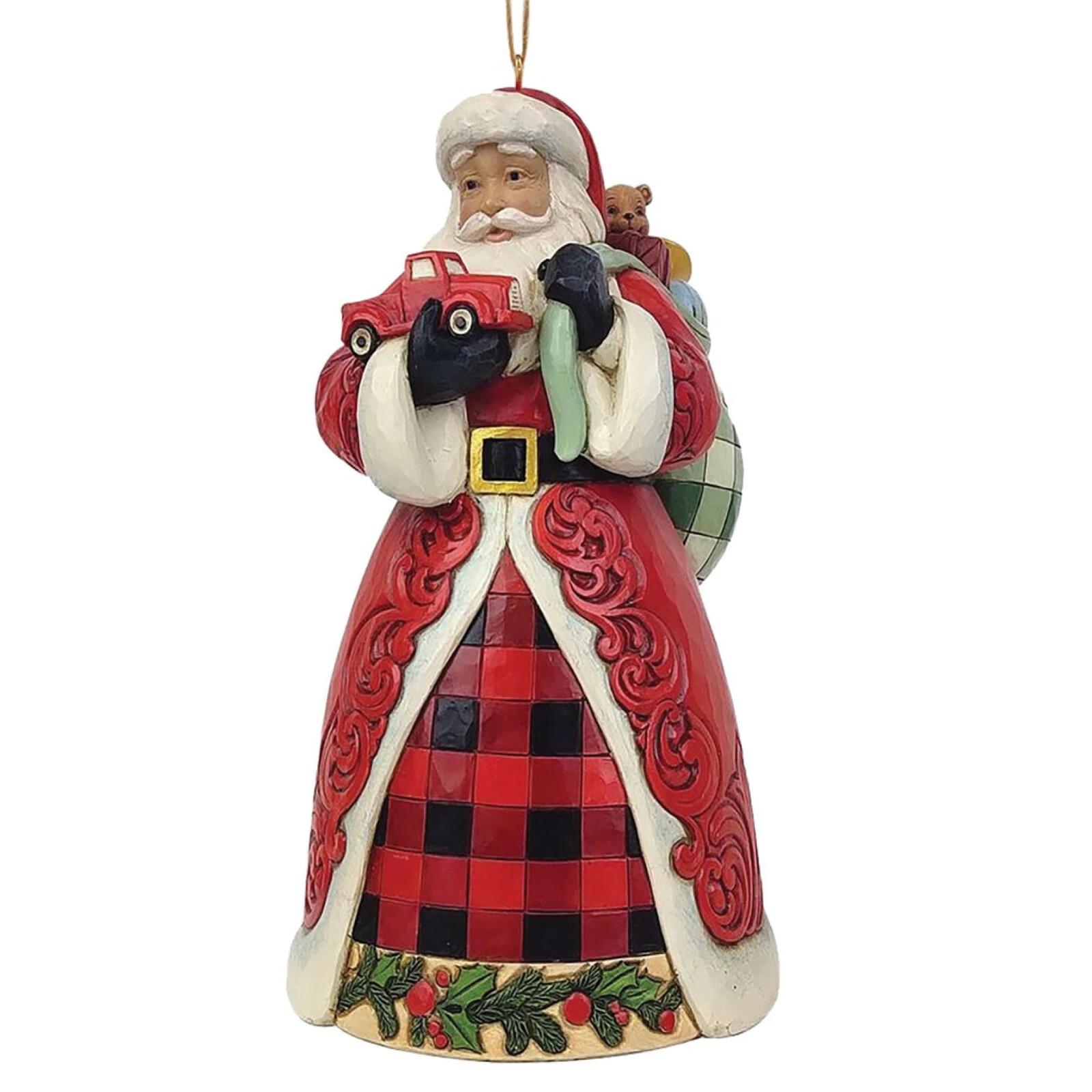 Jim Shore Heartwood Creek Santa Holding Red Truck Hanging Ornament