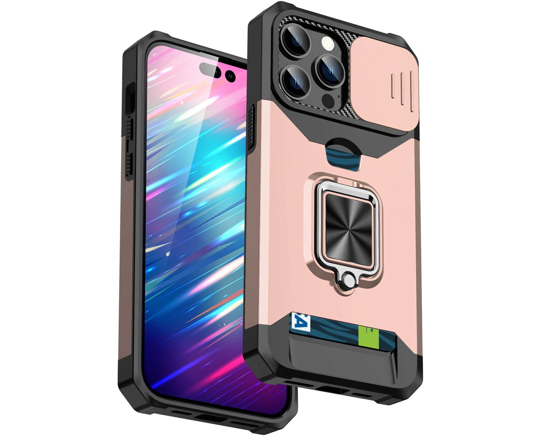 QW iPhone 14 Pro Max Case with Slide Camera Cover - Rose Gold