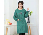 Women Waterproof Oil Proof Home Kitchen Apron Long Sleve Baking BBQ Chef Smock-Red