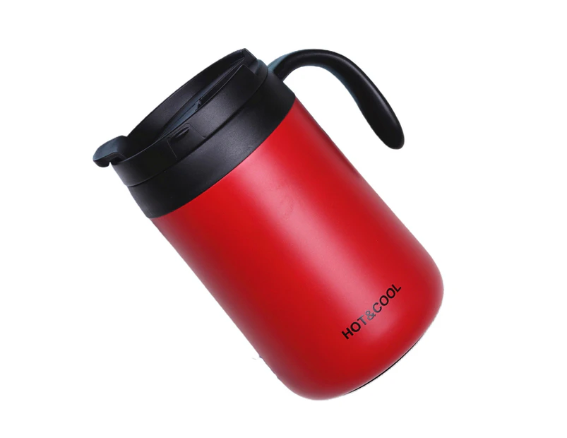 500ML Insulated Bottle Ergonomics Handle Leak-proof Stainless Steel High Capacity Water Cup for Outdoor-Red 500ML - Red