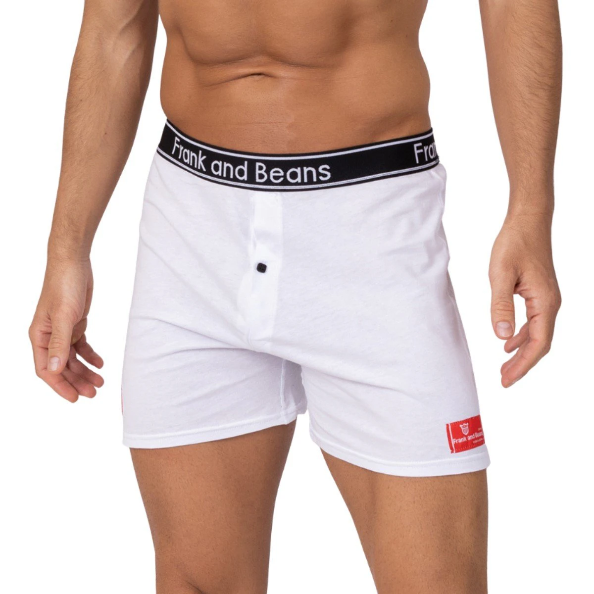 Mens Cotton Boxer Shorts White- Frank and Beans Underwear