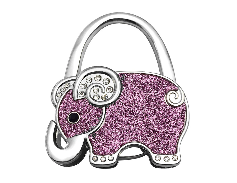 Creative Elephant Shape Bag Hanger Hook Reliable Anti-slid Zinc Alloy Handbag Holder Hook for Home-Pink - Pink