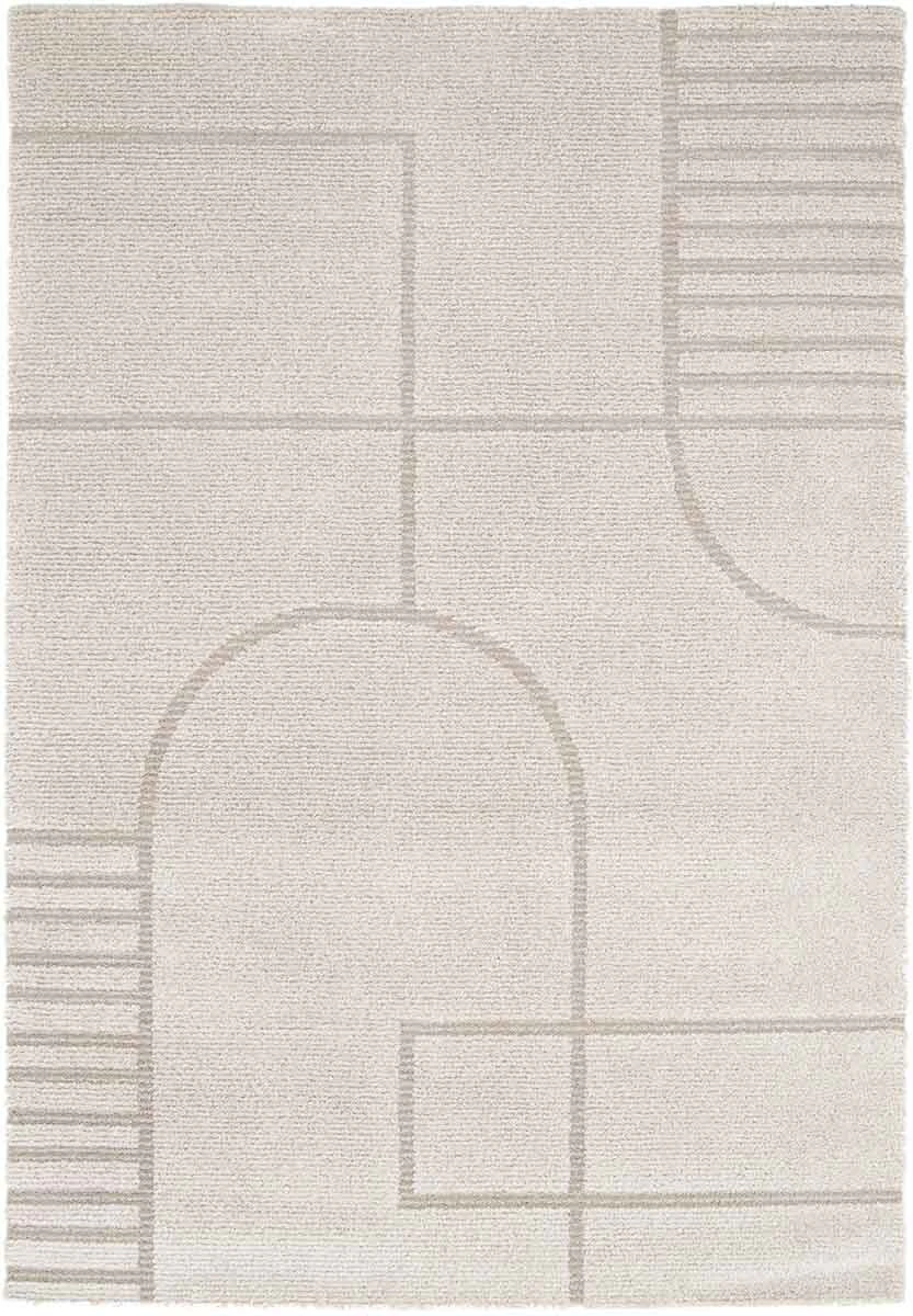 Philippe Art Deco Cream Beige Contemporary Floor Rug - 3 Sizes - Cream