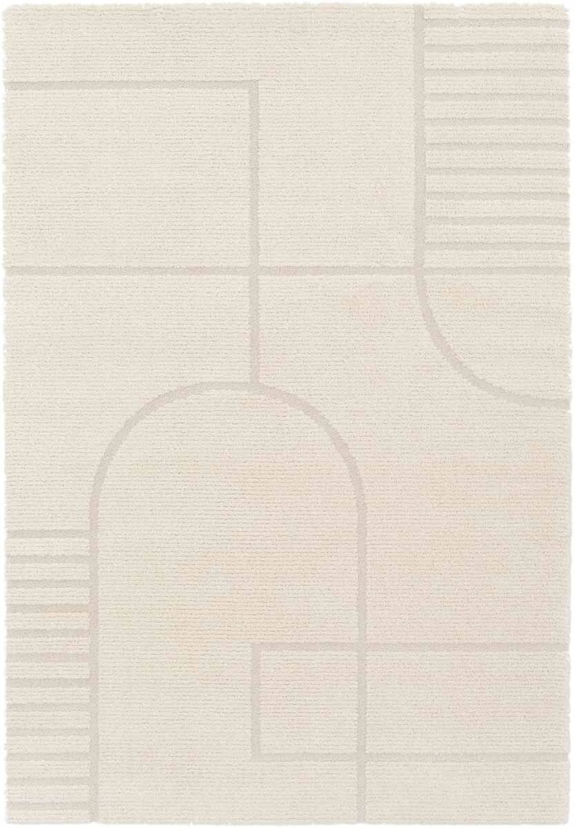 Philippe Art Deco Cream Contemporary Floor Rug - 3 Sizes - Cream