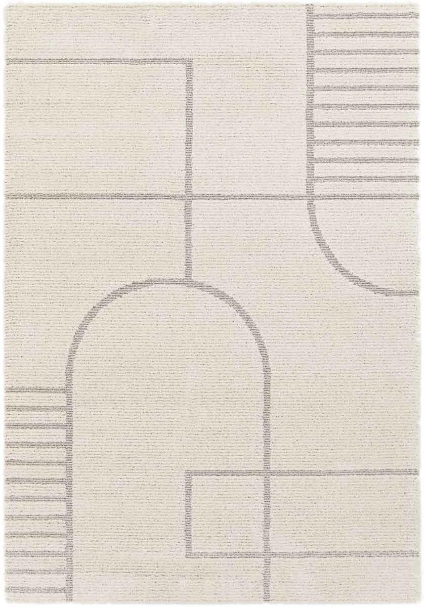 Philippe Art Deco Cream Silver Contemporary Floor Rug - 3 Sizes - Cream