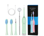 2 in 1 Sonic Dental Scaler Electric Toothbrush USB Rechargeable Tooth Calculus Remover Teeth Whiten Stains Tartar Cleaner - Green