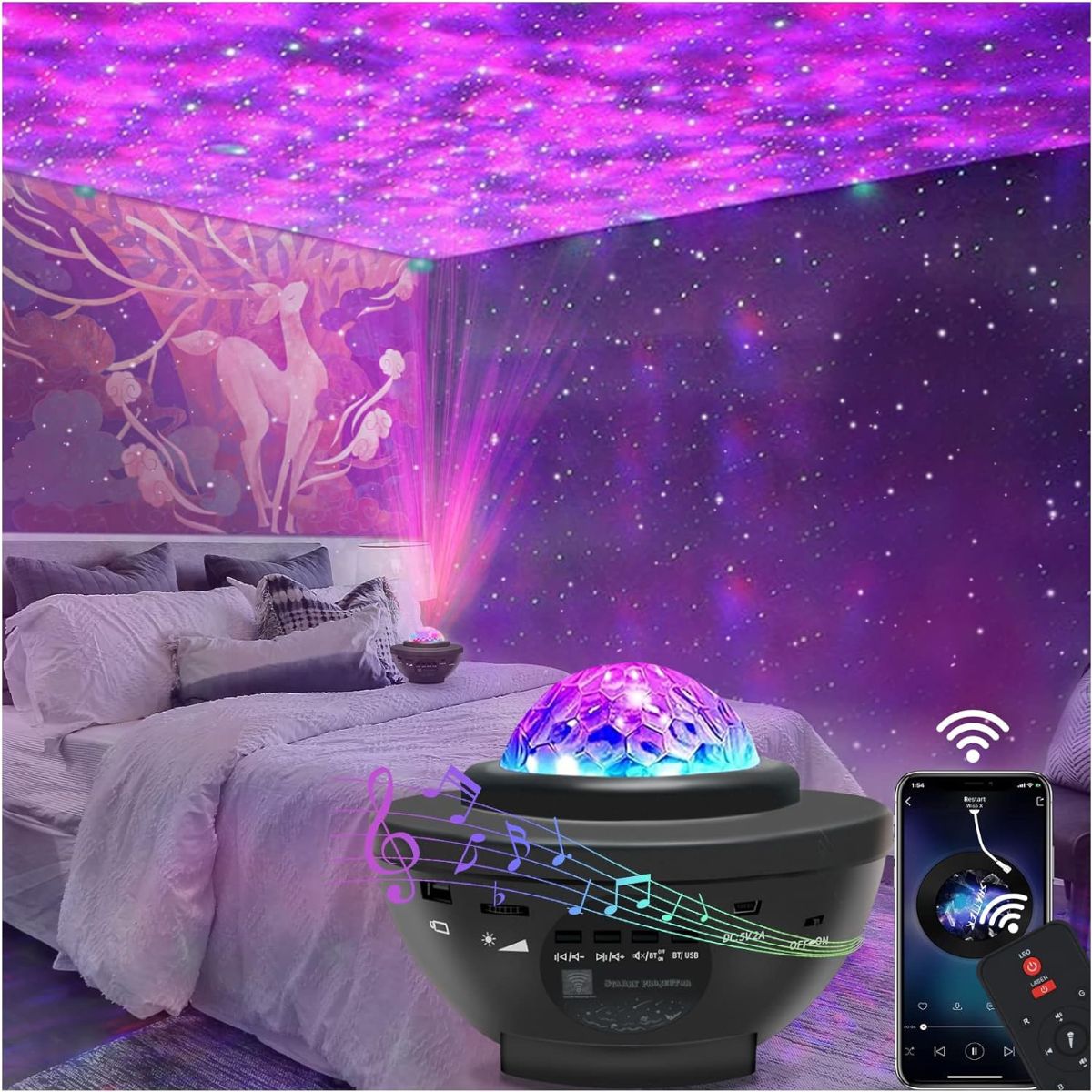 Glowly Galaxy Projector Star Night Light Projector with Bluetooth ...