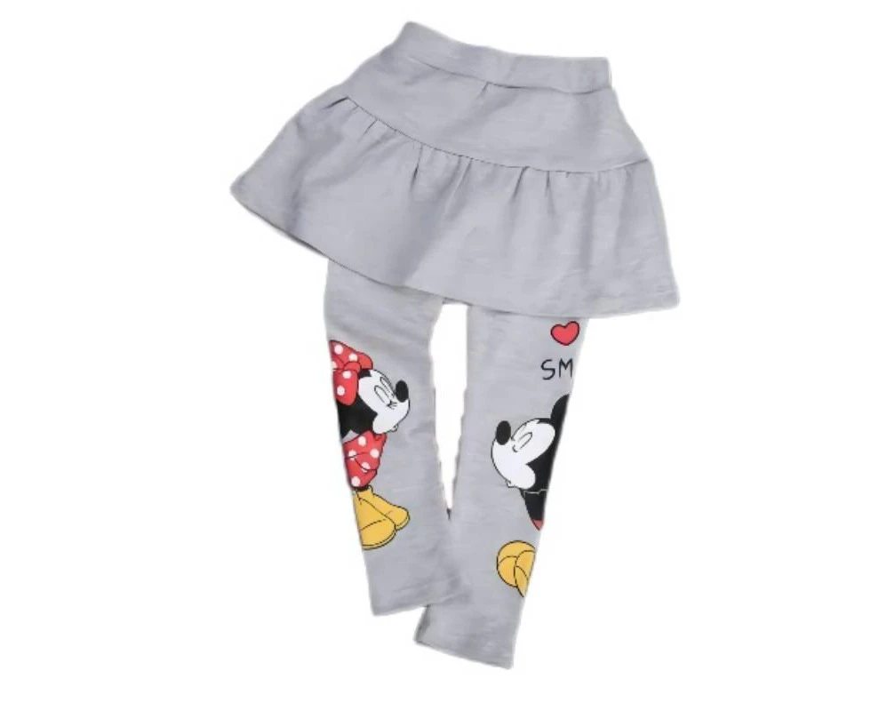 UUE Kids Girls Mickey Minnie Mouse Dress Pants Leggings Skirts Trousers Bottoms - Grey