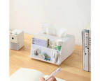 Tissue Box Dust-proof Multi-functional Plastic Desktop Storage Box Napkin Holder for Living Room-White - White