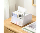 Tissue Box Dust-proof Multi-functional Plastic Desktop Storage Box Napkin Holder for Living Room-White - White