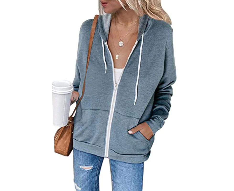 Women's Zip-up Hooddie Jacket - Gray