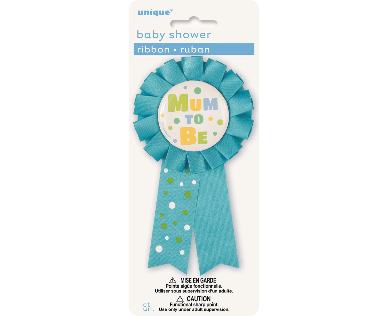 Baby Shower Party Award Ribbon Badge Pin Favour Unisex Boy Girl Mum To Be Blue