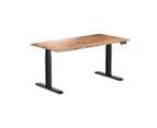 Desky Dual Softwood Sit Stand Desk Acacia /Matte Black