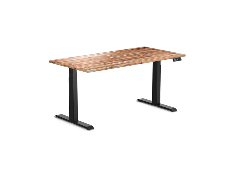 Desky Dual Softwood Sit Stand Desk Acacia /Matte Black