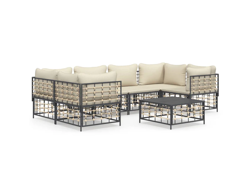 vidaXL 7 Piece Garden Lounge Set with Cushions Anthracite Poly Rattan