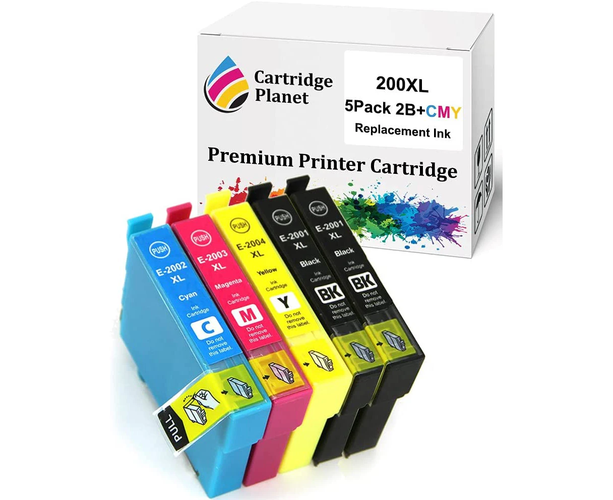 5 Pack (2BK,1C,1M,1Y) Compatible Ink for Epson 200XL for Epson Expression Home XP-100 XP-200 XP-300 XP-310 XP-314 XP-400 XP-410 Workforce WF-2510 WF-252...