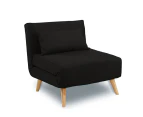 Adjustable Corner Single Seater Lounge Suede Sofa Bed Chair - Black