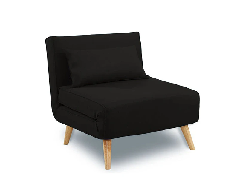 Adjustable Corner Single Seater Lounge Suede Sofa Bed Chair - Black