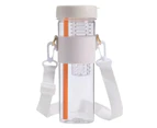 850ml Water Bottle Folding Straw Large Capacity Tea Filter Adjustable Strap Fruit Tea Water Cup for Outdoor -White 850ML - White