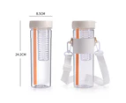 850ml Water Bottle Folding Straw Large Capacity Tea Filter Adjustable Strap Fruit Tea Water Cup for Outdoor -White 850ML - White