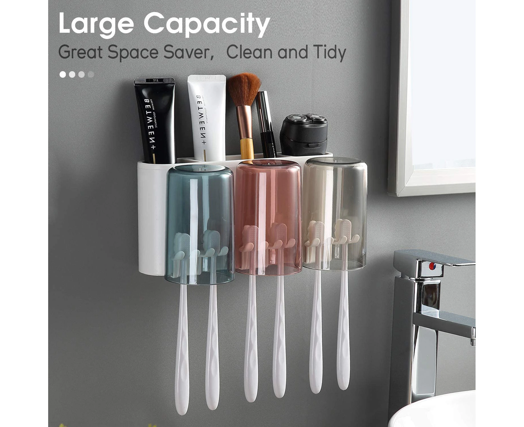 Wall Mounted Toothbrush Holder, 3 Cup Electric Toothbrush Holder