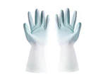 Dishwashing Cleaning Gloves, Skin-Friendly, Reusable Kitchen Gloves with Cotton Flocked Liner, Non-Slip-Blue