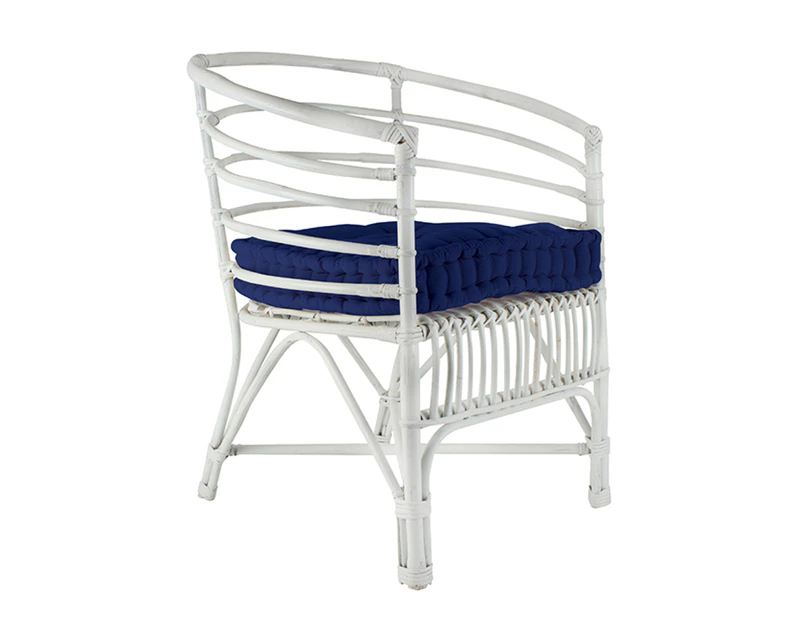 Maine & Crawford Heeli 80x70cm Cane Chair Lounge Seat w/ Cushion Furniture White