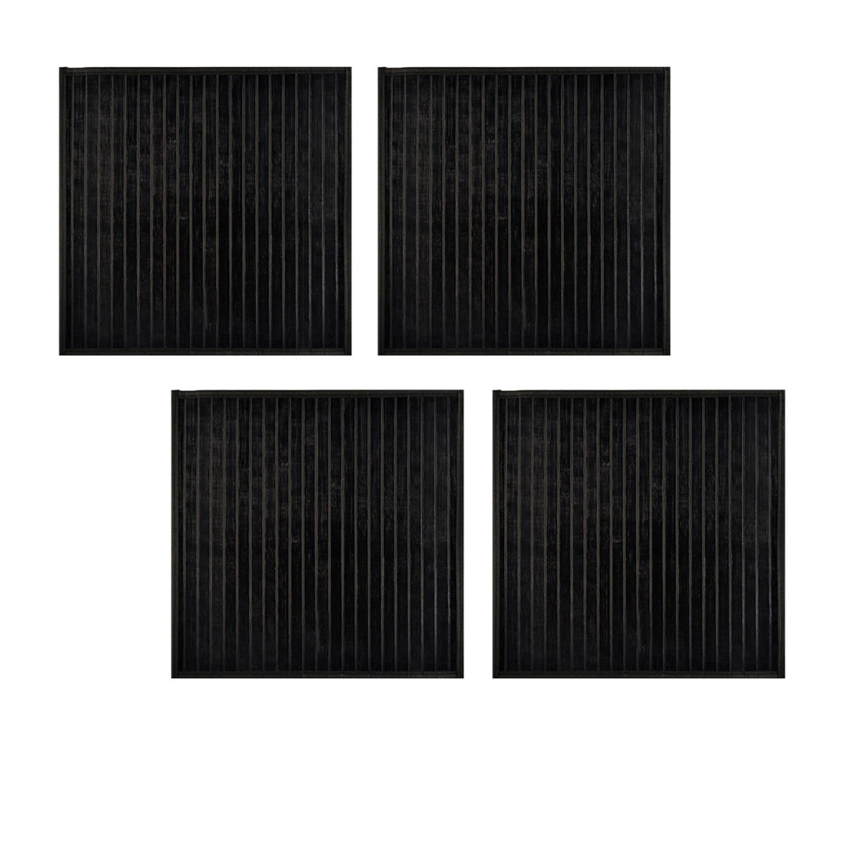 Set of 4 Square Broad Slat Bamboo Table Placemats 35 x 35cm Black