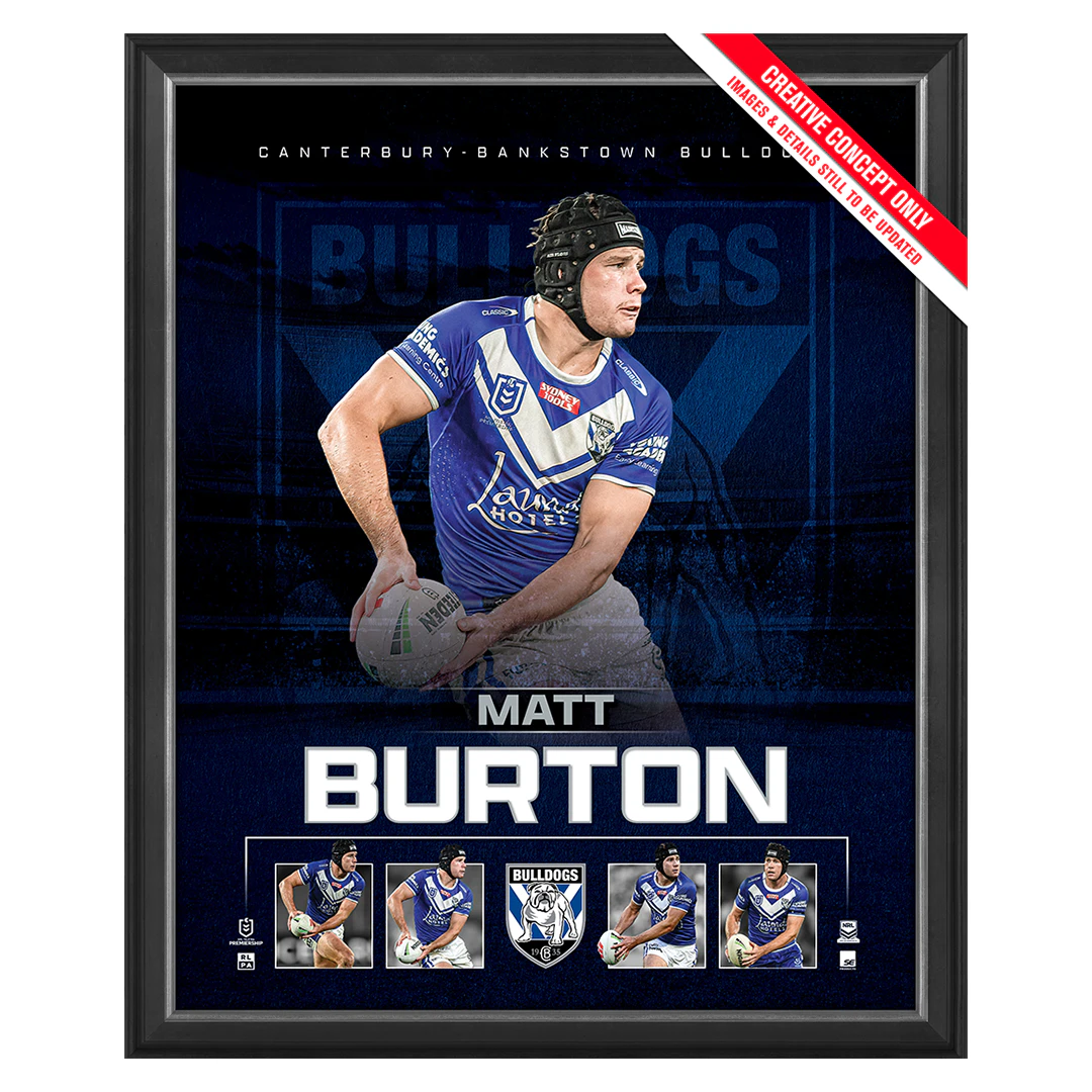 Matt Burton Canterbury Bankstown Bulldogs Official NRL Player Print Framed - 5500 Express