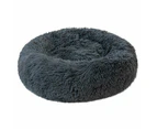 Dog Cat Pet Calming Bed Warm Soft Plush Round Nest Comfy Sleeping Kennel Cave AU - Grey