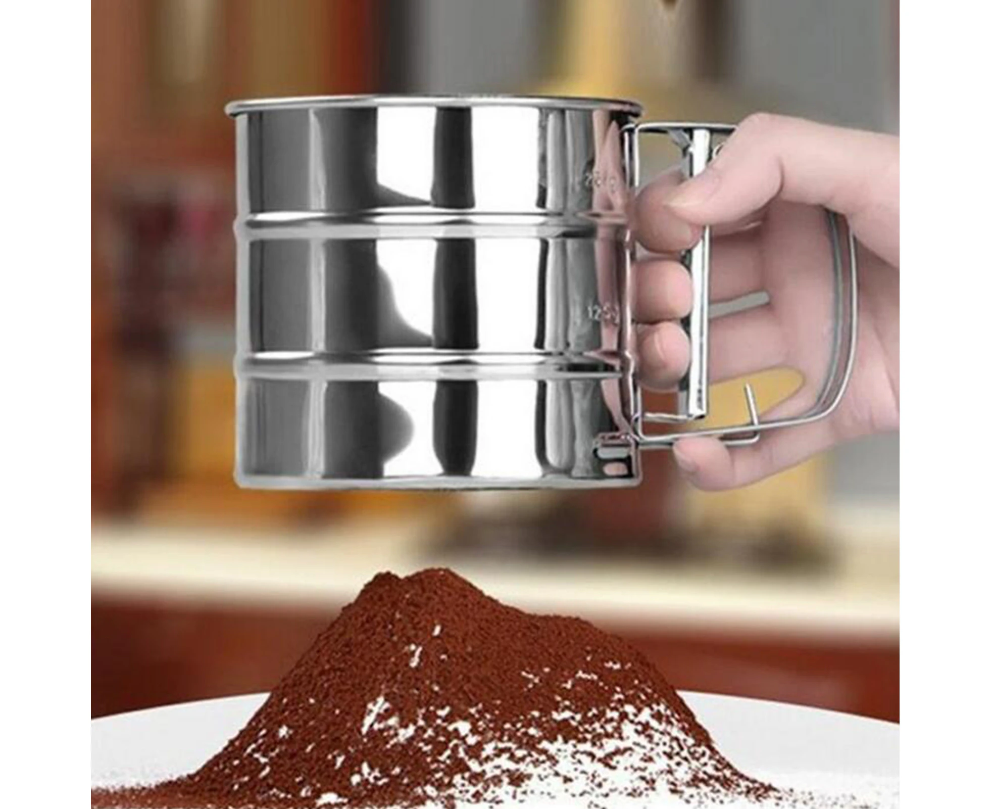 Kveinn Stainless Steel Cup-shaped Powder Shaker Mesh Sugar Flour Sieve Baking Tool