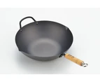 Yoshikawa Cook-Pal Ren 36cm Premium Carbon Steel Heat Treated Wok with two handles