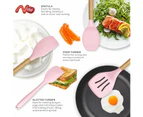 Set of 14 Silicone Utensils Set Wooden Cooking Kitchen Baking Cookware ~ Pink