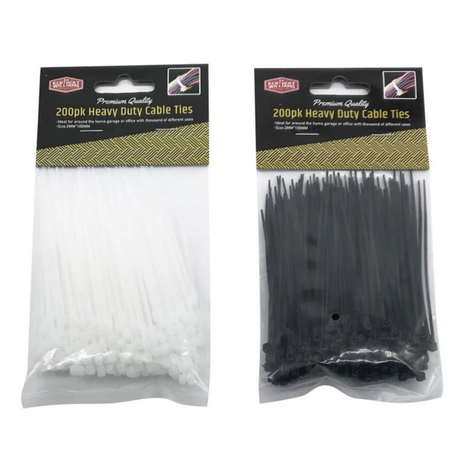 4800 x CABLE TIES 10CM Zip Ties Multi-Purpose Black Clear Tie Wraps Home Office Garage Organisation