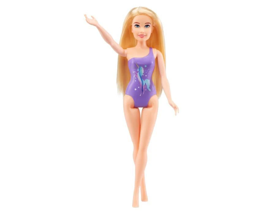 Dream Ella MGA's 578710EUC Splash Doll-ARIA-11.5"/29.2cm Fashion Doll with Blonde Hair & Purple Swimsuit with Colourful Unicorn Graphic-Encourages Imaginat