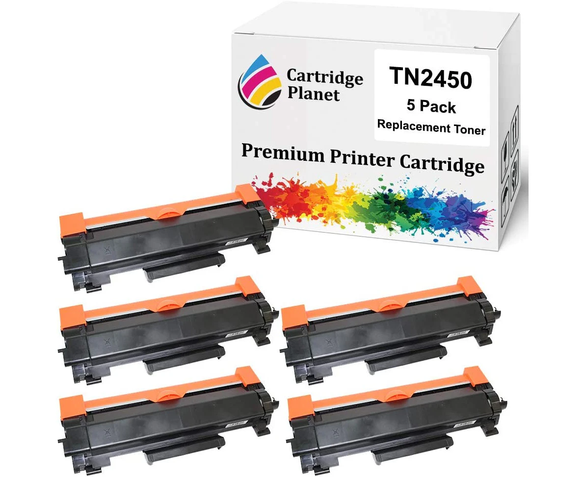 5-Pack Compatible Toner Cartridge for Brother TN-2450 TN2450 (3,000 Pages) for Brother HLL2350DW HLL2375DW HLL2395DW MFCL2710DW MFCL2713DW MFCL2730DW MF...