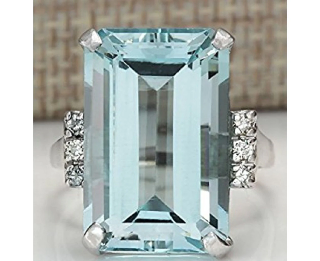 (11#) - Zhiwen Vintage Fashion Women 925 Silver Aquamarine Gemstone Ring Engagement Wedding Jewellery Size 5-11 (11#)